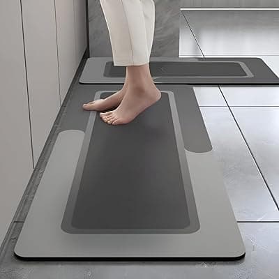 2 Pcs Waterproof Memory Foam Kitchen Mats – Non-Slip Comfort Runner Rugs for Kitchen, Home, Office, Sink &amp; Laundry Area