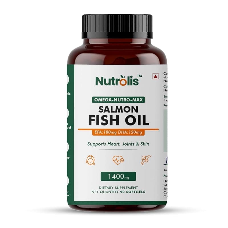 Omega-3 Salmon Fish Oil Capsules 1400mg – High EPA &amp; DHA Blend for Heart, Brain, Joint Health, Cholesterol Management &amp; Immune Support | 180mg EPA and 120mg DHA | – 90 Softgels