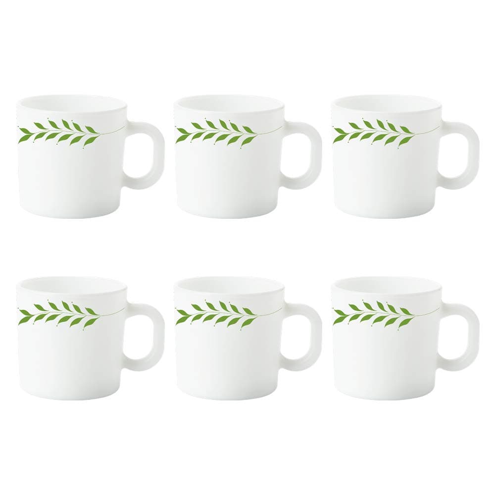 Larah by BOROSIL Botanica Opalware Mug Set (White) - 6-Pieces