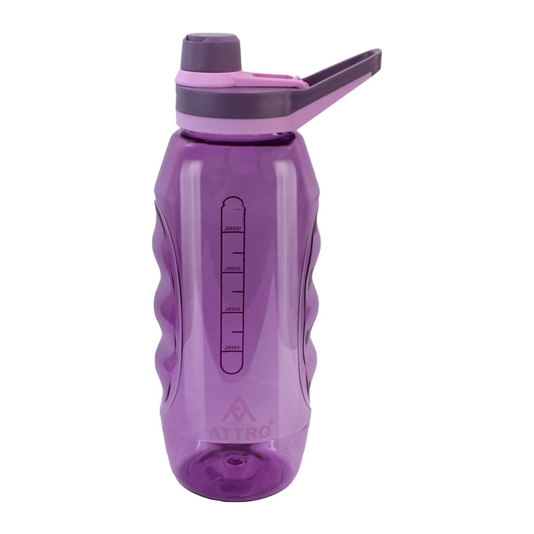 Attro Gripstar Sports 1500ml Water Bottle with Easy to Carry Grip Handle BPA Free Food Grade Leak Proof Ideal for Gym Workout, School, Office & Outdoor - Purple, Plastic