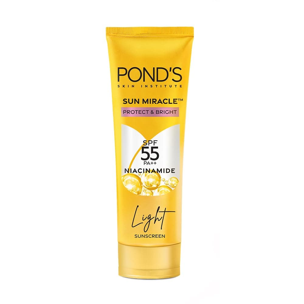 POND'S Serum boost sunscreen For All skin types prevent and fade dark patches with the power of SPF 55 and NIACINAMIDE-C Serum 50g
