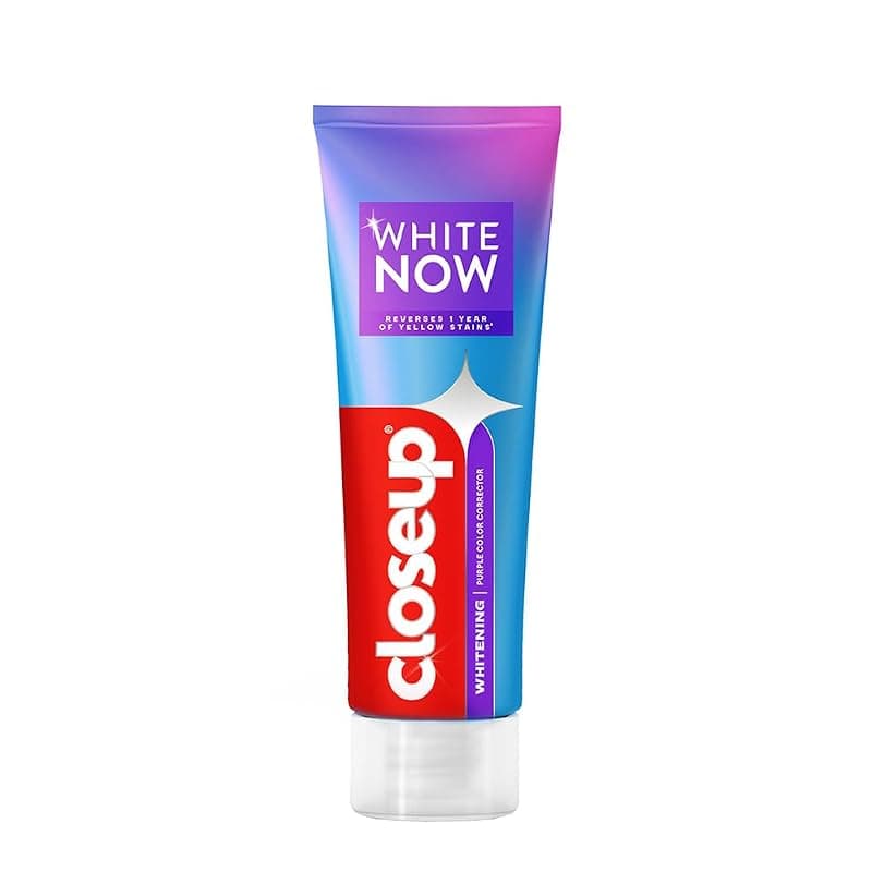 Close Up White Now purple color corrector toothpaste for Teeth Whitening | Reverses 1 Year of Yellow Stains to whiten teeth| Enamel safe &amp; for daily use, 100g
