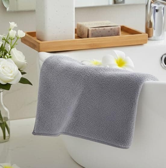 The Better Home Face Towel (40 * 60cm) | Face Towel for Women | Microfiber Towel | Machine Washable | Quick Drying | Easy to Carry | Gym Towel for Men Workout (1Pcs - Grey)