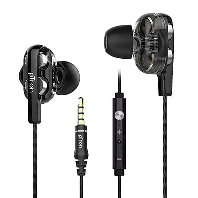 pTron Boom Ultima V2 Dual Driver, in Ear Gaming Wired Earphones with Mic, Volume Control, Passive Noise Cancelling Boom 3 with 3.5mm Audio Jack &amp; 1.2M Tangle-Free Cable (Black)