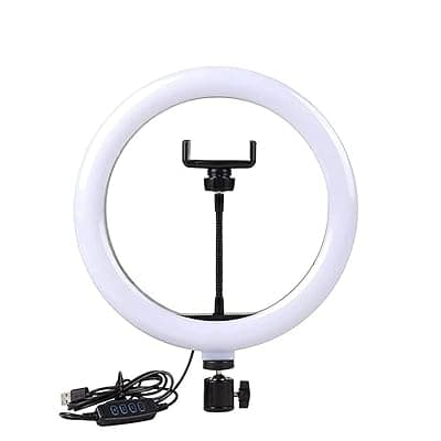 Dyazo 10 Inch LED Ring Light with 3 Level Brightness Dimmable Lighting for Vlogging, You Tube Video, Photo Shoot Live Streaming &amp; Makeup Compatible with All Smart Phones &amp; Cameras