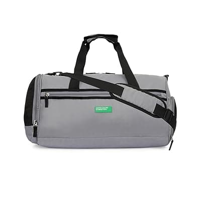 United Colors of Benetton Cleo 31L Duffle Bag - Grey | Water-Resistant | Gym Bag with Dedicated Shoe Pocket | Multiple Carrying Options & 1-Year Warranty