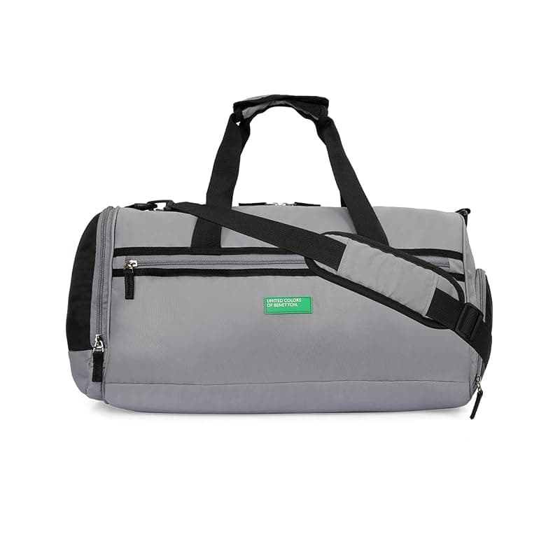 United Colors of Benetton Cleo 31L Duffle Bag - Grey | Water-Resistant | Gym Bag with Dedicated Shoe Pocket | Multiple Carrying Options & 1-Year Warranty