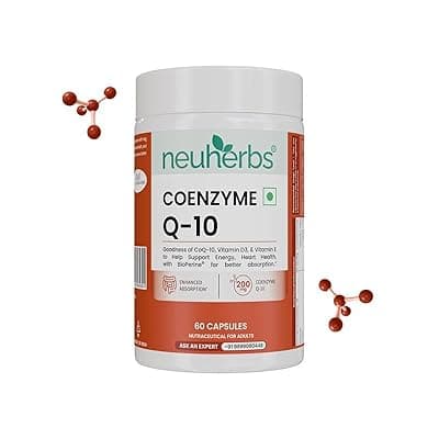 Neuherbs Coenzyme Q10 (200mg) | With Vitamin D3 & E to Support Energy, Heart Health & Reduce Stress | 100% Vegetarian - 60 Capsules