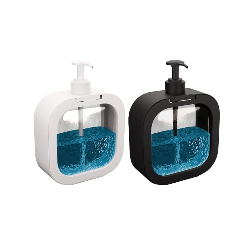 Homewiz 300ML Liquid Soap Dispenser | Refillable Pump Bottle for Hand Wash, Dish Wash, Shampoo, Conditioner, Shower Gel | Bathroom &amp; Kitchen Use | Transparent Plastic | Pack of 2
