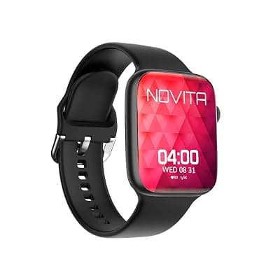 WRISTIO 2 Smartwatch, 4.8cm Industry-Leading HD Display, BT Calling, Upto 30 Days Standby Time, Wireless Charging, Rotating Crown, Split Screen, Water Resistant, AI-Enabled Health Monitor, Black