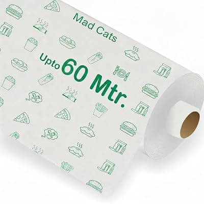 Mad Cat 60 Meters Food Wrapping Paper Roll - Premium Non-Stick Butter Wrapping, Re-Heatable Non Stick Paper, Parchment Paper