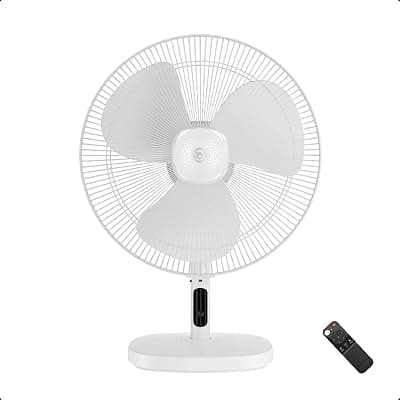 atomberg Renesa 400mm Table Fan | Ideal for Home &amp; Office| Silent BLDC Stand Fan | LED Display | 6 Speeds | 35W | Remote with Oscillation, Timer, Sleep | Easy to clean |2 Years Warranty (Snow White)