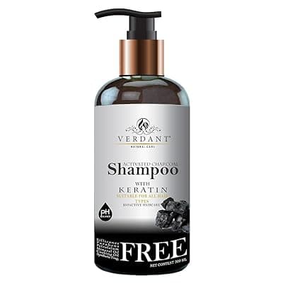 Activated Charcoal Shampoo for Men &amp; Women with Keratin (No Sulphate, Parabens or Silicons), Eliminate Dandruff, Improve Hair Growth with Pro Vitamin &amp; Clove Oil – 300 ml