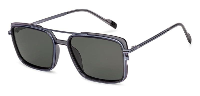 Lenskart Studio | Hip Hop Collection | Grey Green Solid Full Rim Rectangular Stylish Sunglasses For Men & Women | Polarized and 100% UV Protected | Medium | LK S15198