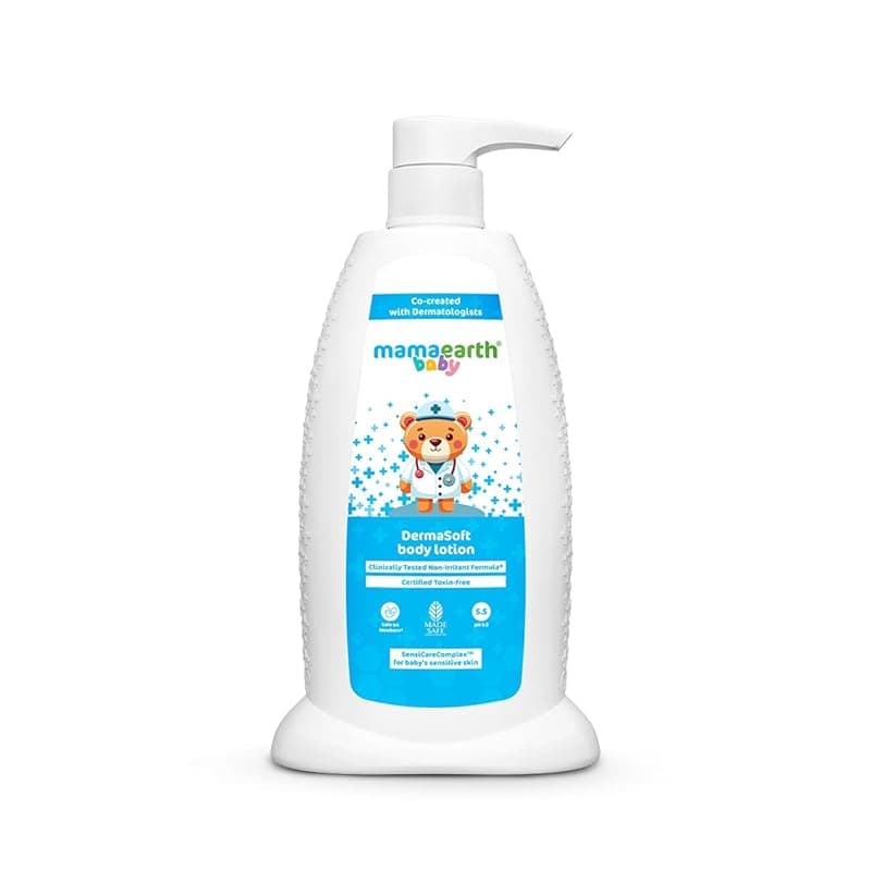 Mamaearth Baby DermaSoft Body Lotion with SensiCareComplex™ for Baby's Sensitive Skin - 250 ml | Co-created with Dermatologists for Newborns | Enriched with SensiCareComplex™ for Baby's Sensitive Skin | Safe and Non-irritant formula* | Fragrance-Free