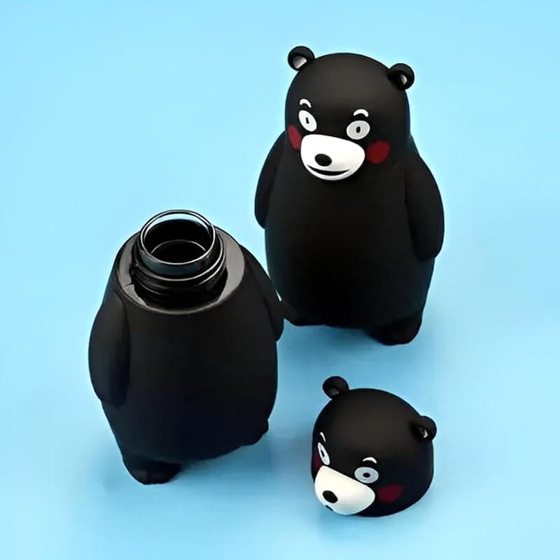 Cartoon Water Bottle for Kids – Cute Milk &amp; Juice Bottle – Leakproof, BPA-Free, Lightweight for School, Picnic, Travel – Child-Friendly Shape (Black Panda Water bottle)