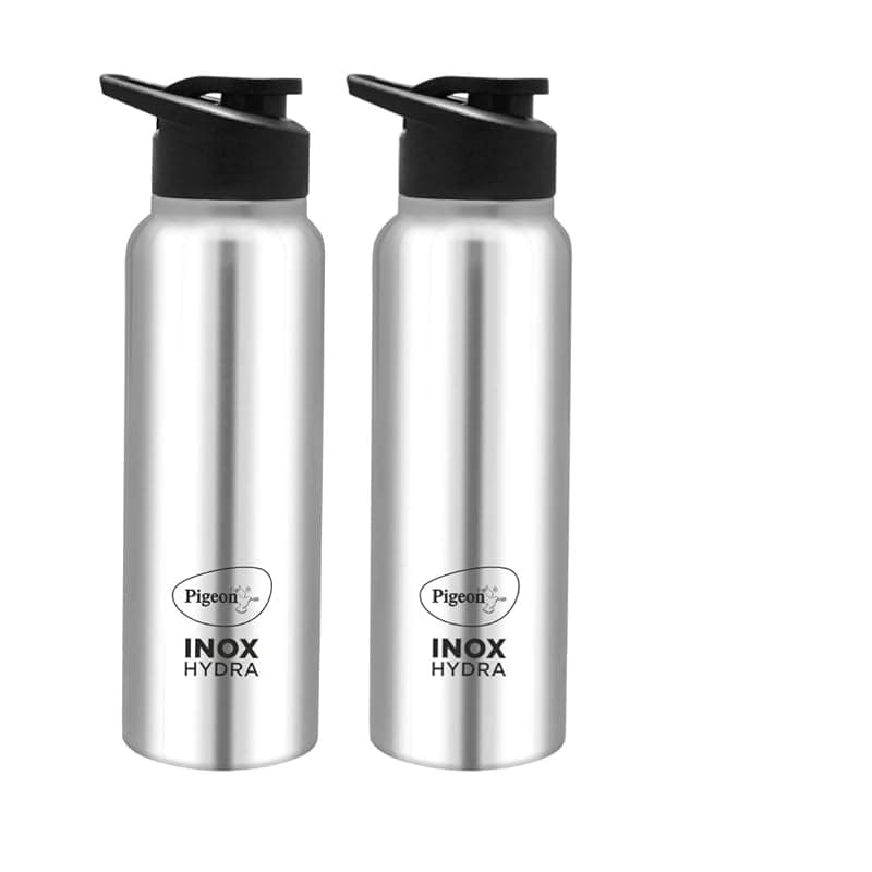 Pigeon by Stovekraft Inox hydra 700ml pack of 2 Stainless Steel Drinking Water Bottle 700ml Flipper Cap - Silver (1 year Warranty)