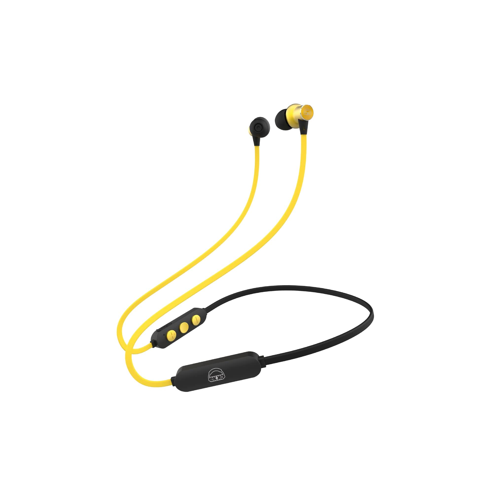 Ekko Unplug N02 Bluetooth Neckband, 15 Hours Playback Time, Bluetooth V5.1, 10 mm Driver, Twin Connect, Voice Assistance (Yellow)