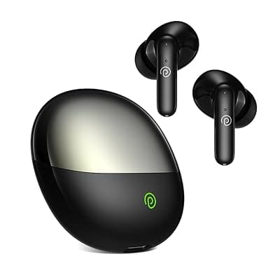 pTron Zenbuds Evo in-Ear TWS Earbuds, Built-in HD mics with TruTalk AI-ENC for Stereo Calls, 45ms Movie/Music Modes, 32Hrs Playtime, Bluetooth v5.3, IPX5 &amp; Type-C Fast Charging (Jet Black)