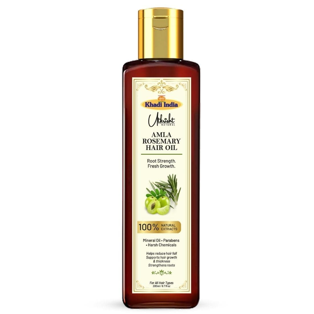 Khadi Utkrisht Amla & Rosemary Hair Oil for Hair Growth & Hair Fall Control | Natural Herbal Oil for Strong, Thick & Healthy Hair | Suitable For All Hair Types - 200ML