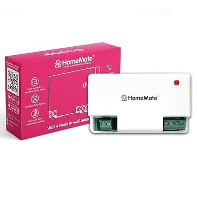HomeMate WiFi 4 Node Smart Switch | No Hub Required | Retro Fit with Manual Control | Home Automation | Works with Amazon Alexa, Google Assistant &amp; Siri