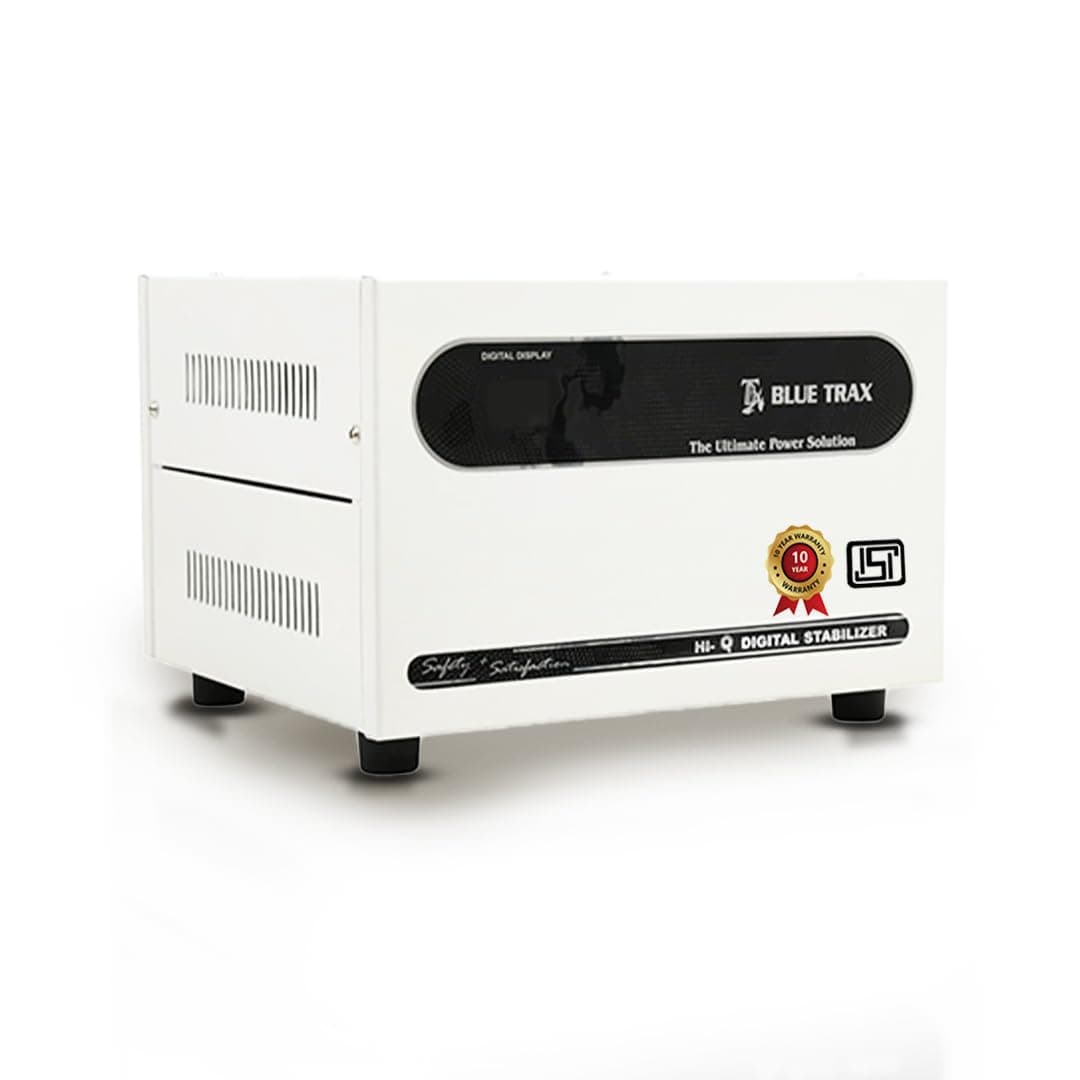 BLUETRAX 2 KVA 1600W Stabilizer for Deep Fridge, Microwave & Oven | 130V–300V | Table Top Digital | 400–800L Fridge | ISI Certified | 10 Years Warranty