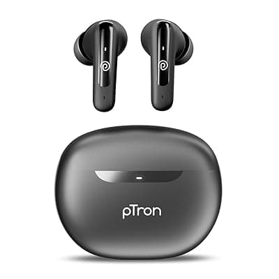 pTron Bassbuds Astra in-Ear TWS Earbuds with Stereo Sound, 34Hrs Playtime, Stereo Calls, Bluetooth V5.3 Headphones with Quick Pairing, Touch Control, Voice Assistant, Type C Charging &amp; IPX4 (Black)