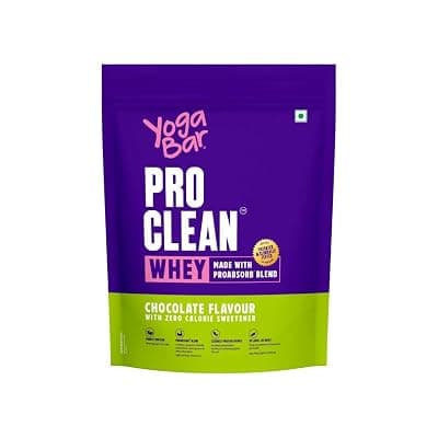 Yogabar ProClean Whey Protein Performance Blend 2 lbs | Chocolate Flavor with Zero Calorie Sweetener | 25g Protein per Serve | Zero-Calorie Sweetener Whey Protein Powder | Clean &amp; Light | Patented &amp; Clinically Tested Pro-Absorb Blend