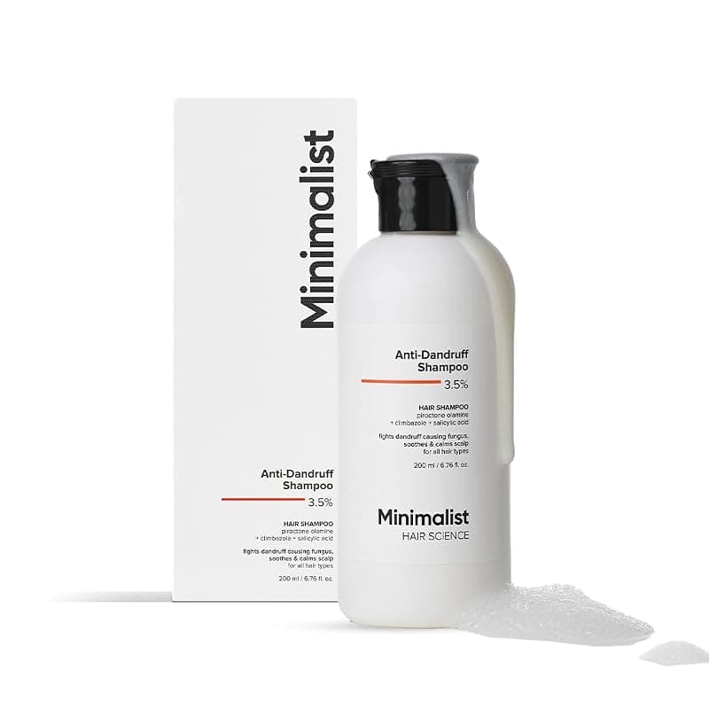 Minimalist Anti-Dandruff Shampoo | Clarifying Shampoo with Salicylic Acid, Climbazole & Piroctone Olamine | Remove Flakes, Soothes Itchy Scalp & Reduces Dandruff | Sulphate-Free | Fragrance-Free | Suitable for All Hair Types | For Women & Men | 200 ml