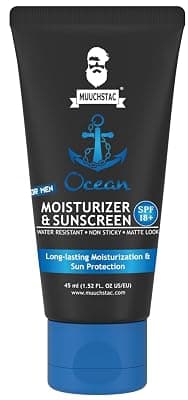 Muuchstac Mens Ocean Moisturizer &amp; Sunscreen Matte Look Spf 18+ Cream With Turmeric &amp; Aloe Vera Beads, Non-Sticky &amp; Water Resistant 45 Ml - All