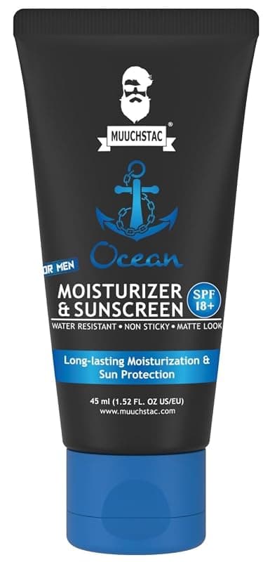 Muuchstac Mens Ocean Moisturizer &amp; Sunscreen Matte Look Spf 18+ Cream With Turmeric &amp; Aloe Vera Beads, Non-Sticky &amp; Water Resistant 45 Ml - All