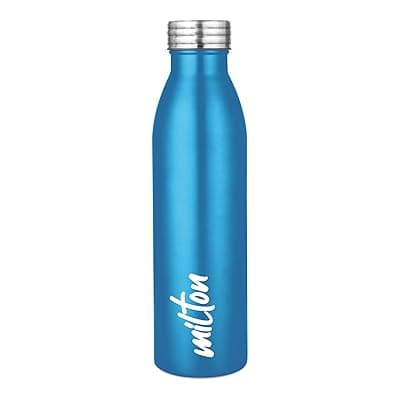 MILTON Breeze 1000 Stainless Steel Water Bottle 1000 ml, Single Walled, ISI Certified I Leak Proof Lid, Rust Proof I For School, Office, Gym I Mettalic Blue
