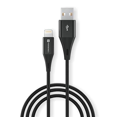 Portronics Konnect B+ 8 Pin Usb Cable 3.0 Amp Output with Charge &amp; Data Sync with 1m (Black)