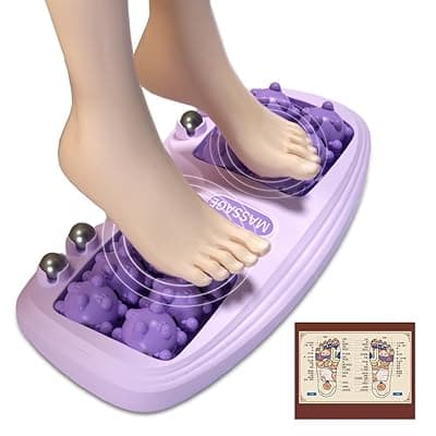 Portable Double Foot Massage Roller, Three Massage Techniques for Relieve Pain from Plantar Fasciitis, Tight Muscles & Sore Feet and Improved Circulation, Portable Reflexology Tool | Multicolor