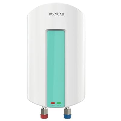 POLYCAB Intenso 3 litre, 3 KW Electric Instant Geyser (Water Heater) For Home &amp; Kitchen | Efficient Heating Element | Enhanced Safety Measures | 5 years tank &amp; 2 years product warranty【White】