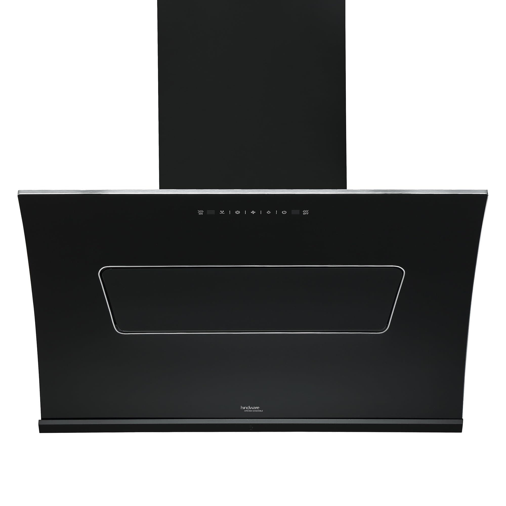 Hindware Smart Appliances | Essence 90 cm Chimney | 1350 CMH | Inclined Glass | Thermal Auto Clean | Filterless | Touch control, Motion sensor | 10 Yrs Warranty on Motor & 2 Yrs on Product (Black)