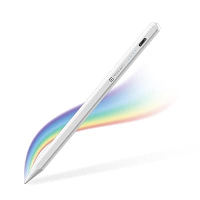 Portronics Glide Stylus Pencil for iPads Only, Angle Tilt Sensitivity, Palm Rejection, Attaches Magnetically, Battery LED Indicator, Type-C Charging, Only for iPads Released Between 2020 &amp; 2024