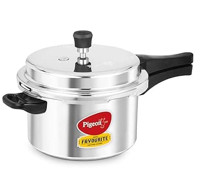 Pigeon by Stovekraft Favourite Non-induction Base Aluminium Outer Lid Pressure Cooker, 5 Litres, Silver