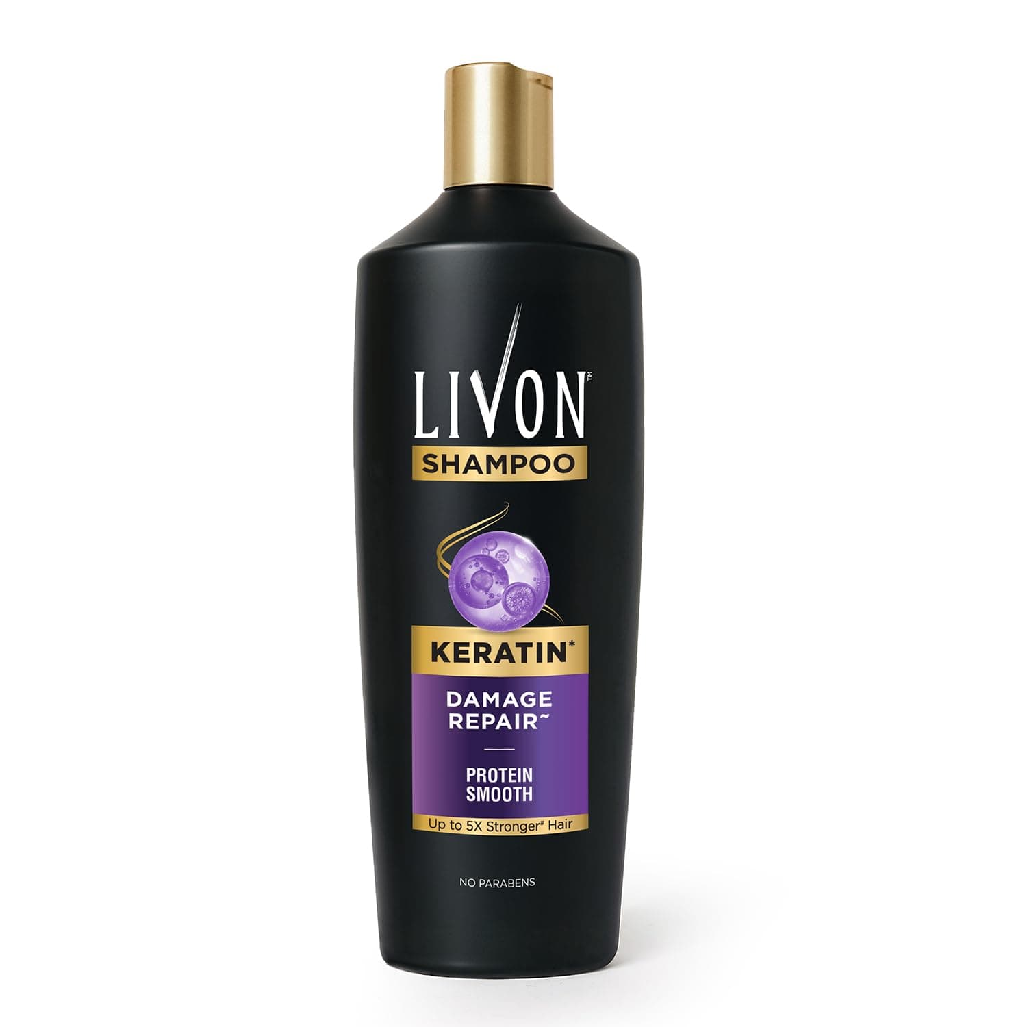 Livon Keratin Shampoo for Women & Men | Repairs Damaged Hair | Smooth & 5x Stronger Hair | No Parabens | 340ml