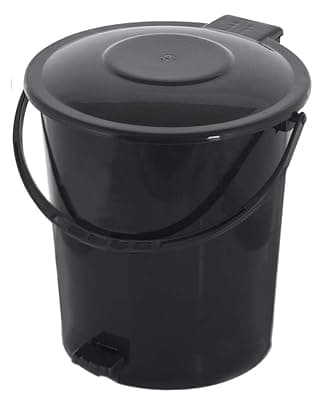 Fun Homes Plastic Dustbin Garbage Bin with Handle (10 Liters, Black)