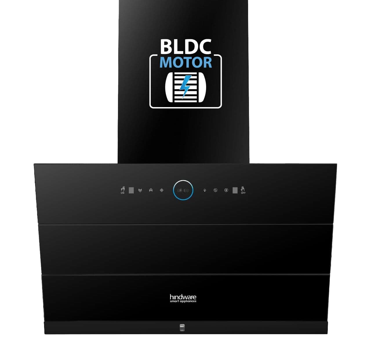 Hindware Smart Appliances Skyla Neo BLDC 75 Blk | 1500 CMH | Auto Clean Chimney | Slant | Filterless | Motion Sensor | Automatic Louvre Opening | 12 Yrs Warranty on Motor & 3 Yrs on Product By Brand