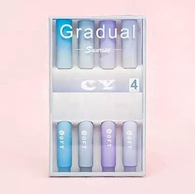 Aesthetic Cute Highlighter Pen, Pastel Marker Set, No Bleed Marker Pens with Chisel Tip and Water-based Ink Quick Dry Pen for School/Office Supplies/Aesthetic Stationery (Set of 4) (Blue)