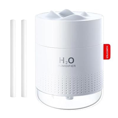 500ml cold mist humidifier 1set + 2 pieces matching cotton filter element. Automatic shutdown without water, silent air humidifier with night light, ultrasonic humidifier with 10~16 working hours