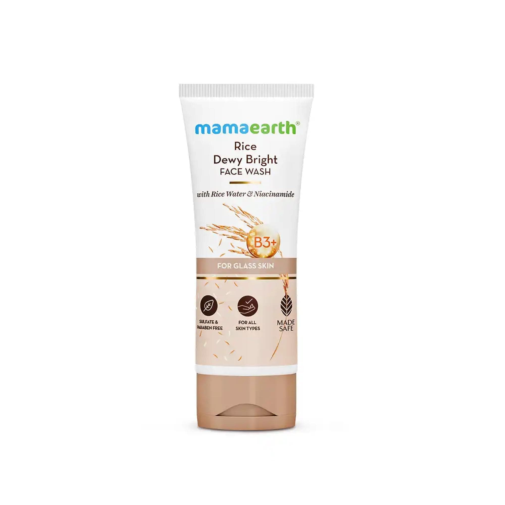 Mamaearth Rice Dewy Bright Face Wash With Rice Water & Niacinamide for Glass Skin | For Hydrated & Even skin Tone | Glowing & Brightening | Korean skin Care Product | For All skin Types | For Men & Women | 100 ml
