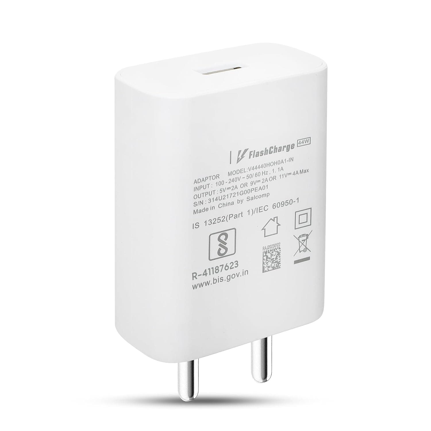 Vivo 44W Flash Charger USB-A Adapter Compatible with Vivo V50/V50e/V25 5G/V23 5G/V23e 5G/V23 Pro 5G/Y35/Y75/Y73/V21/V21 Pro/V20/V20 Pro/V19/T1 44W/iQOO Z6/Z6 Lite 5G (Fast Charger Adapter)