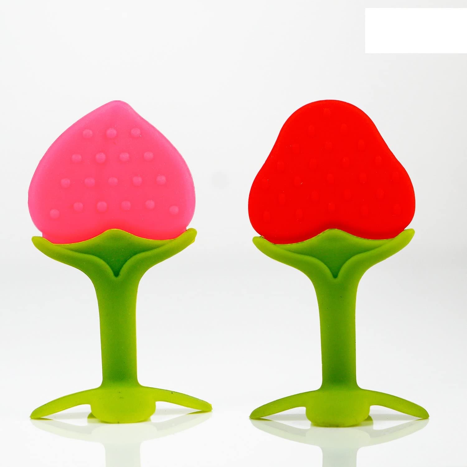 Chanak Baby Silicone Teether, Fruit Teether for Toddlers,100% Food Grade Silicone Teether, Non-Toxic & Latex Free Suitable for Kids Above 3 Months, BIS Approved. (Red & Pink)