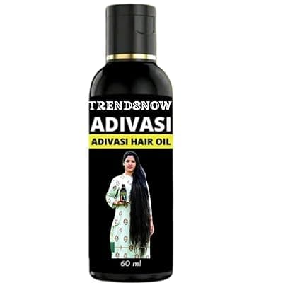 Trendsnow Adivasi Hair Oil, 100% Natural, Strengthens Hair Roots, Controls Dandruff, Black, 60 ml