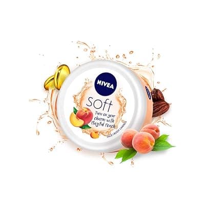 NIVEA Soft Light Moisturizer 200ml | Playful Peach | For Face, Hand &amp; Body, Instant Hydration | Non-Greasy Cream | With Vitamin E &amp; Jojoba Oil | All Skin Types