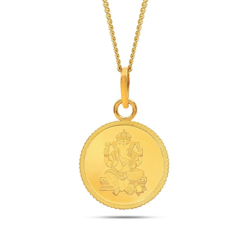 KALYAN JEWELLERS 24K (999) Purity Lord Ganesh Gold Coin Pendant 2 Gms