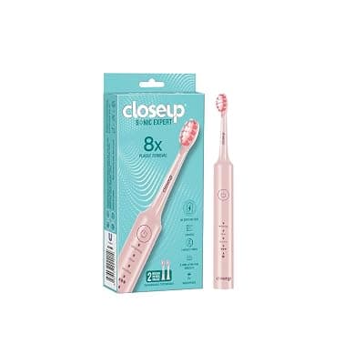 Closeup Sonic Expert Electric Toothbrush for Adults, Pack of 1+2 Heads (Pink)
